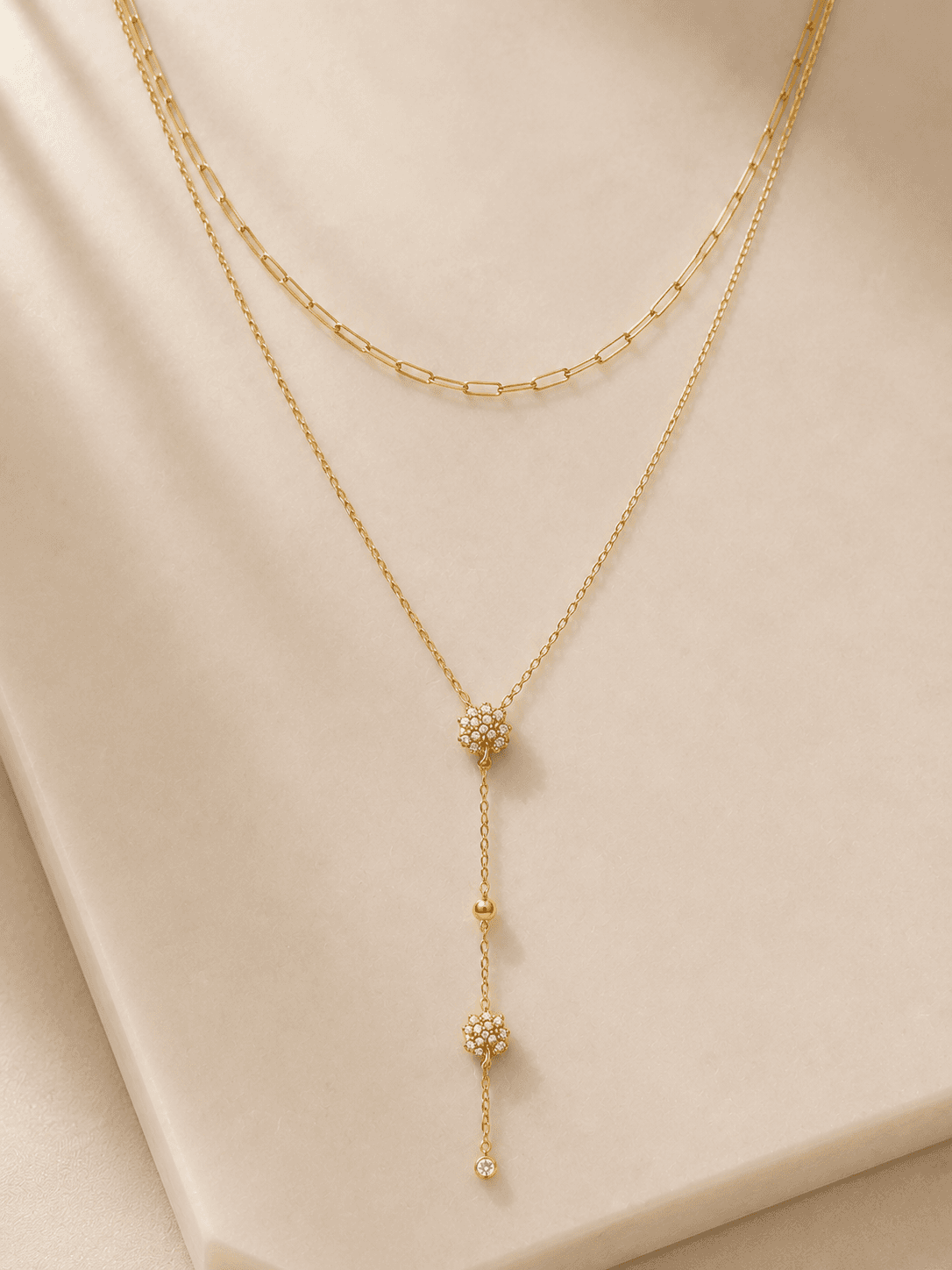 Floral Charm Drop Necklace 2