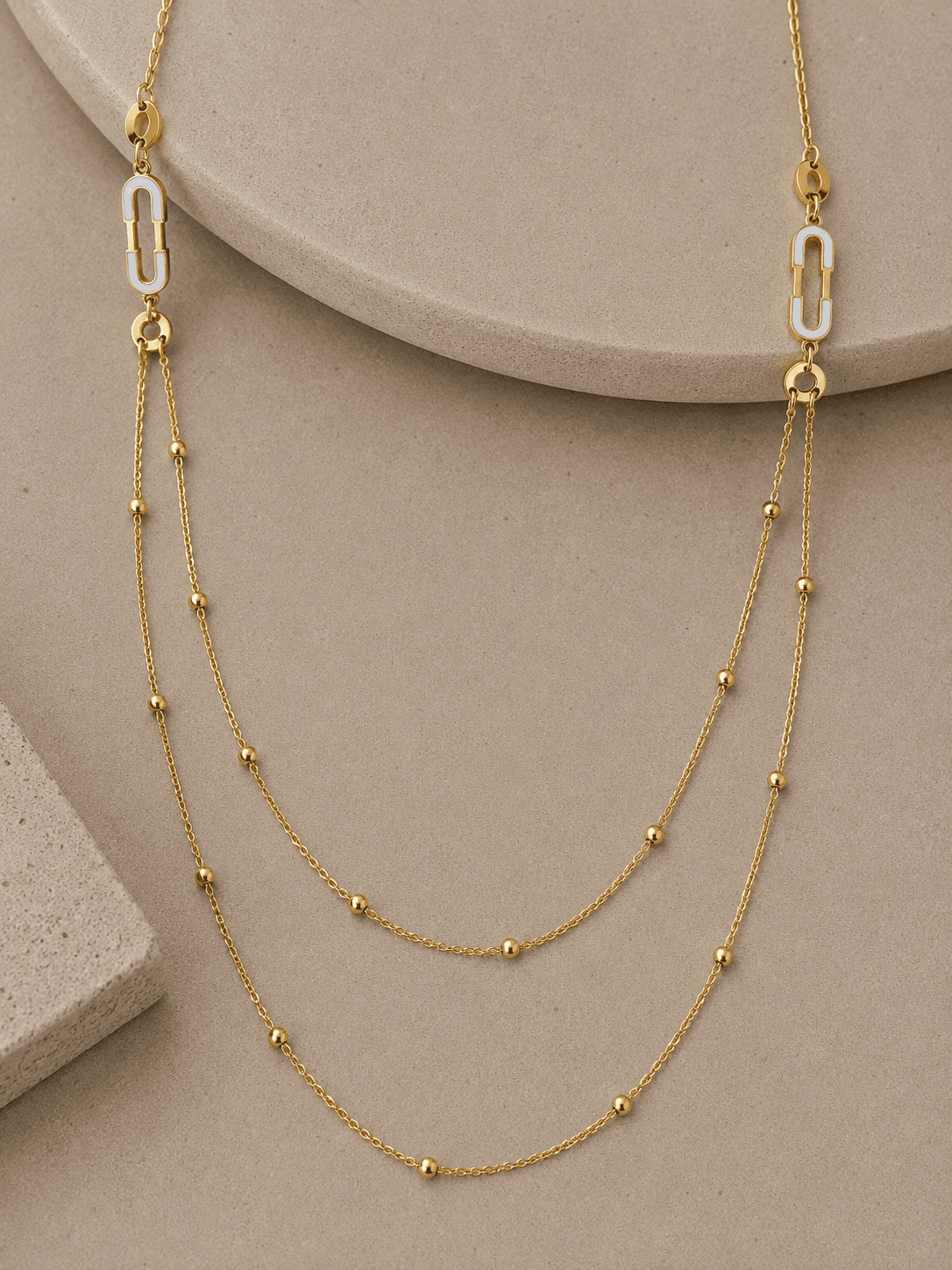 White Link Bead Necklace 2