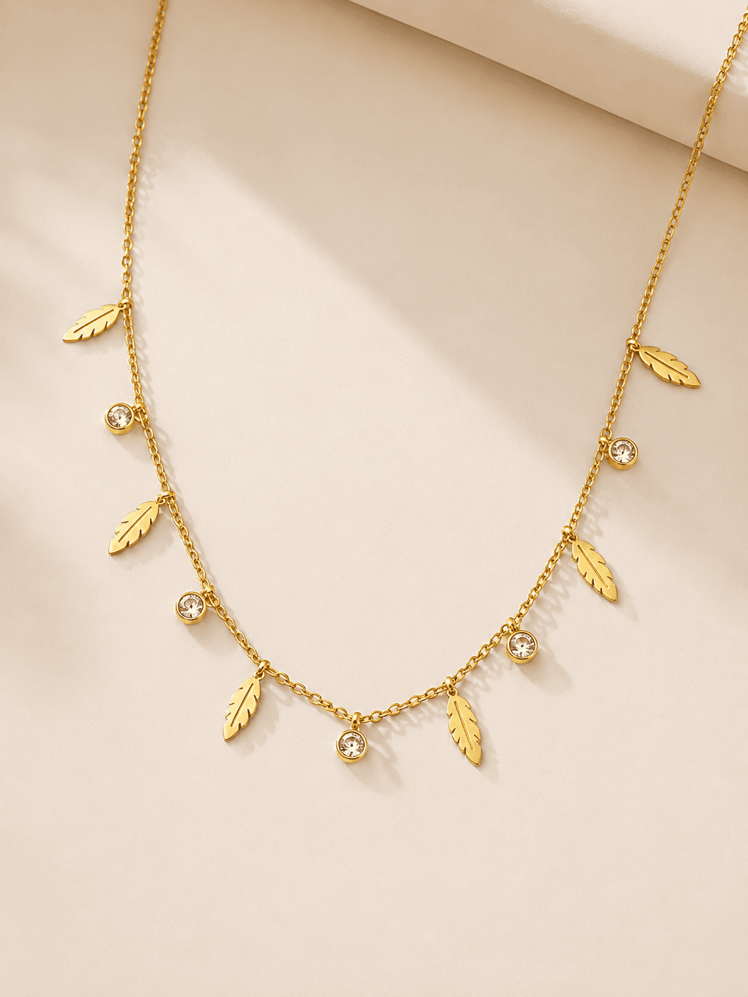 Golden Leaf Sparkle Necklace 2