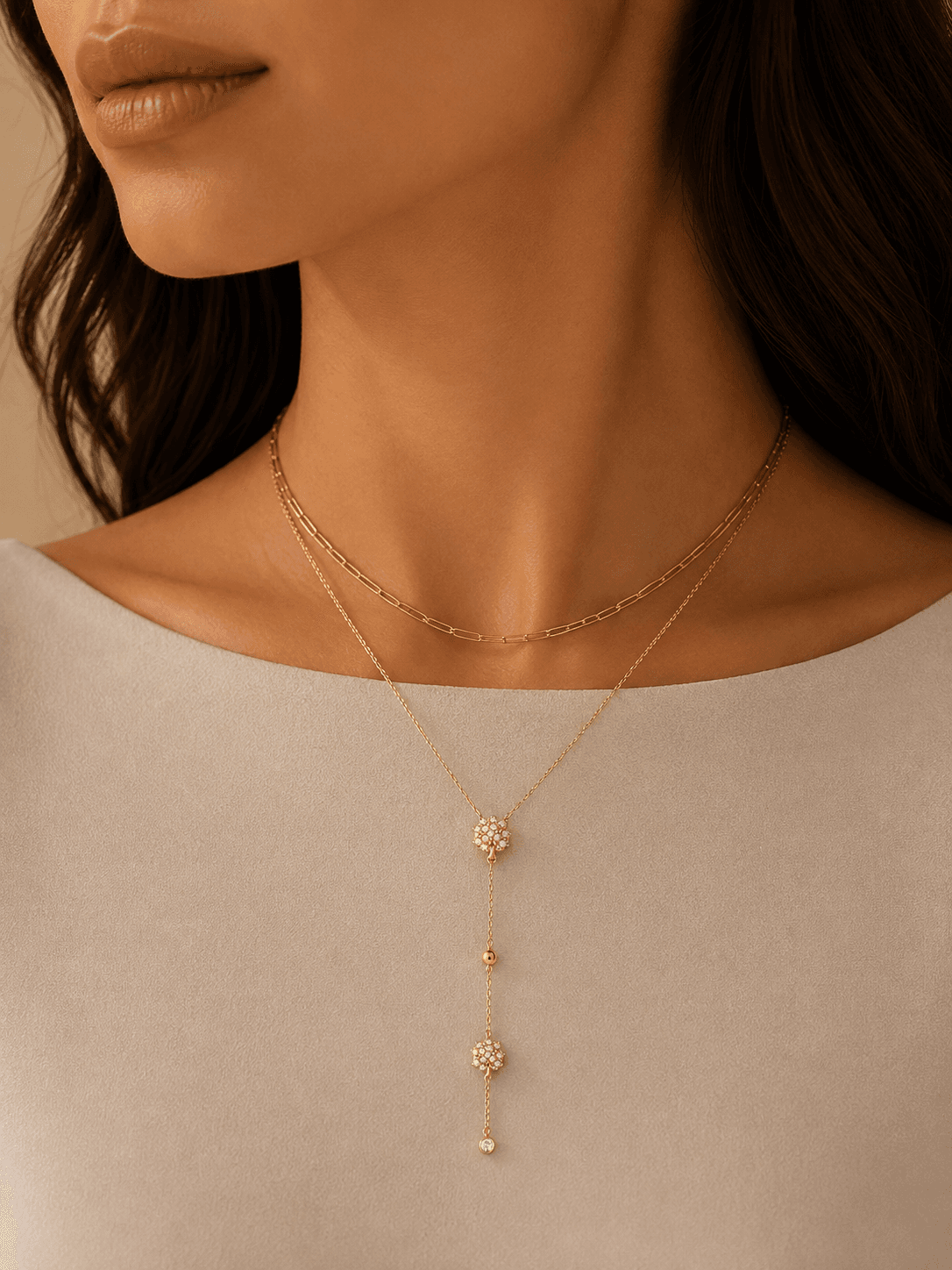 Floral Charm Drop Necklace