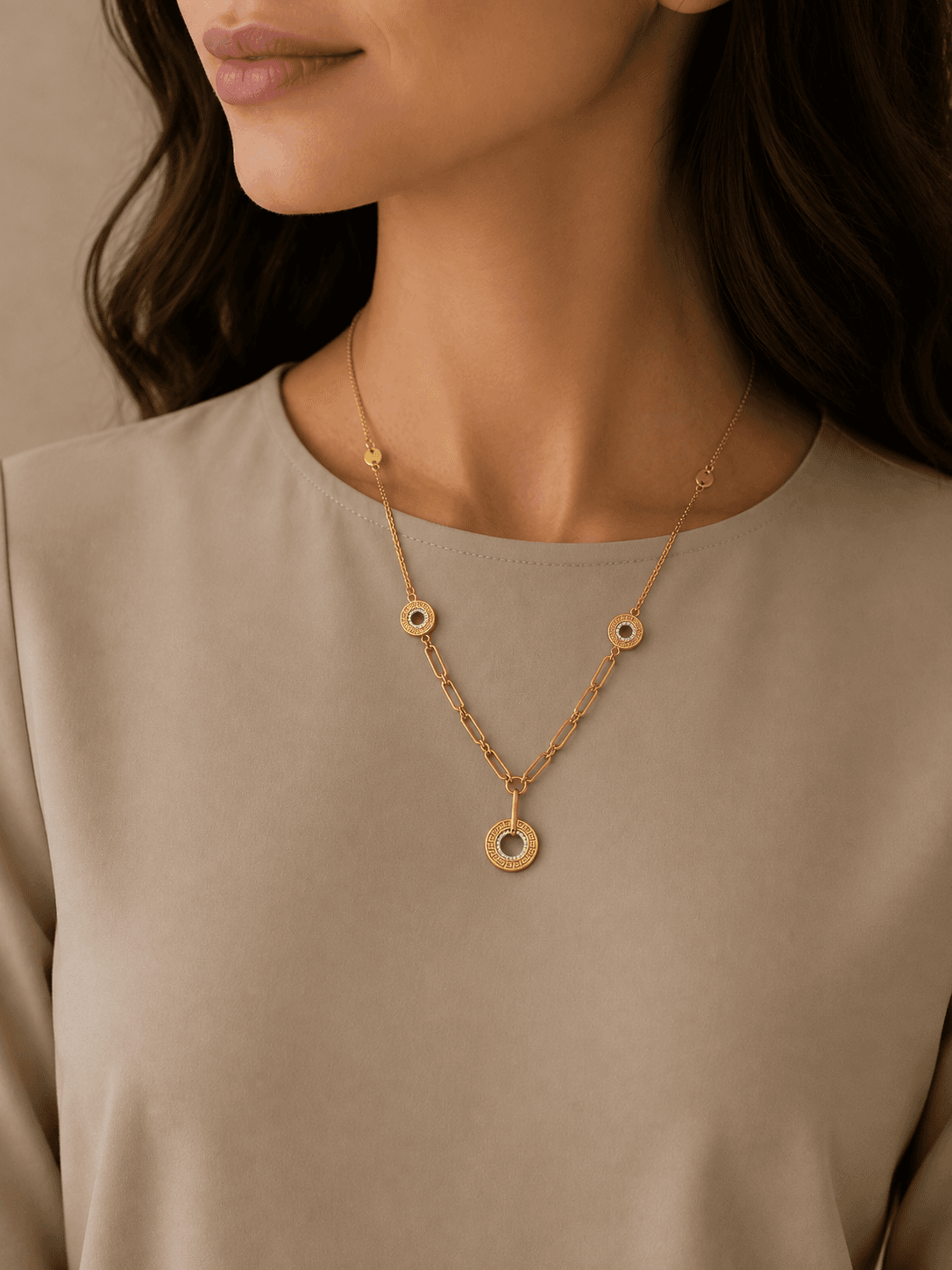 Greek Key Link Necklace
