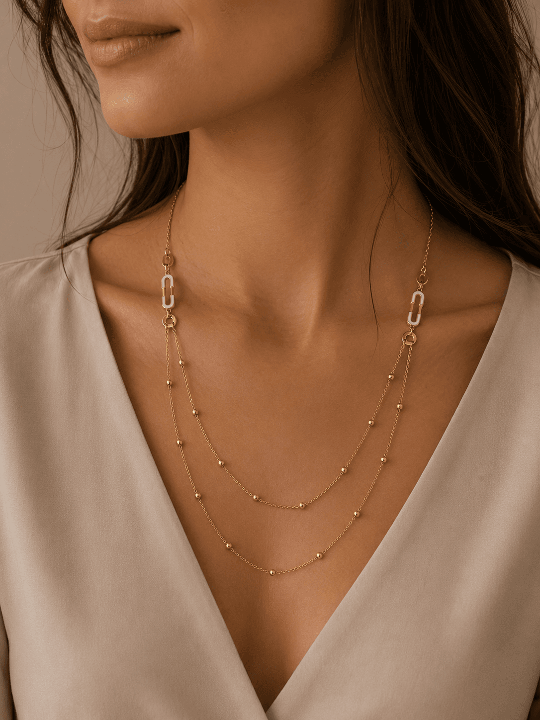 White Link Bead Necklace